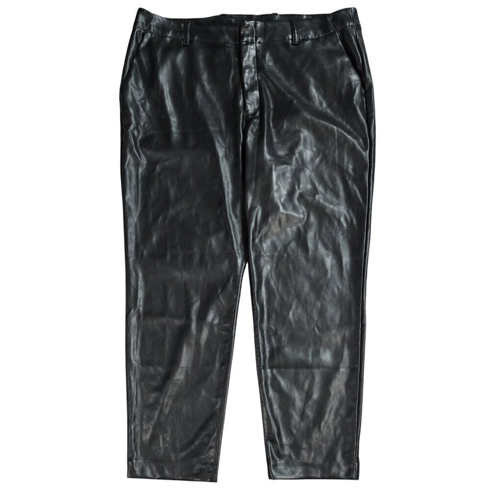 GAP NWT Black Mid Rise Vegan Leather Downtown Trousers Ankle 779275